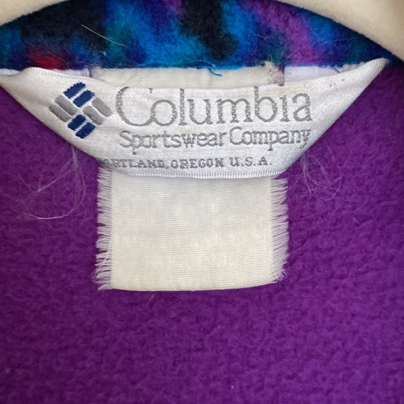 Vintage 90’s Columbia Aztec Purple Fleece Full Zip. Size Large - Picture 4 of 12